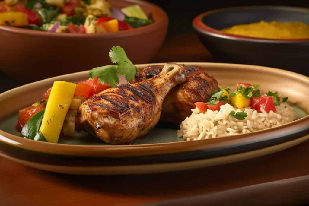 Grilled Pollo Asado with Rice and Vegetables - Pollo Asado Recipe​