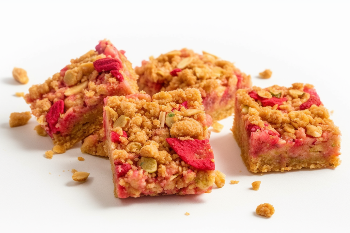 Close-up of colorful Strawberry Shortcake Crunchies made with freeze-dried strawberries and cookie crumbs