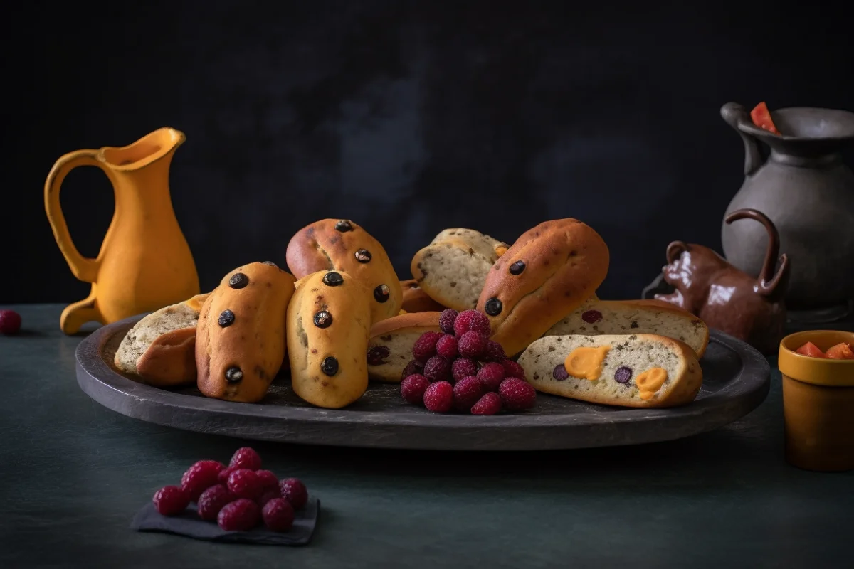 Modern variations of Spotted Dog featuring mini loaves with cranberries and orange zest.