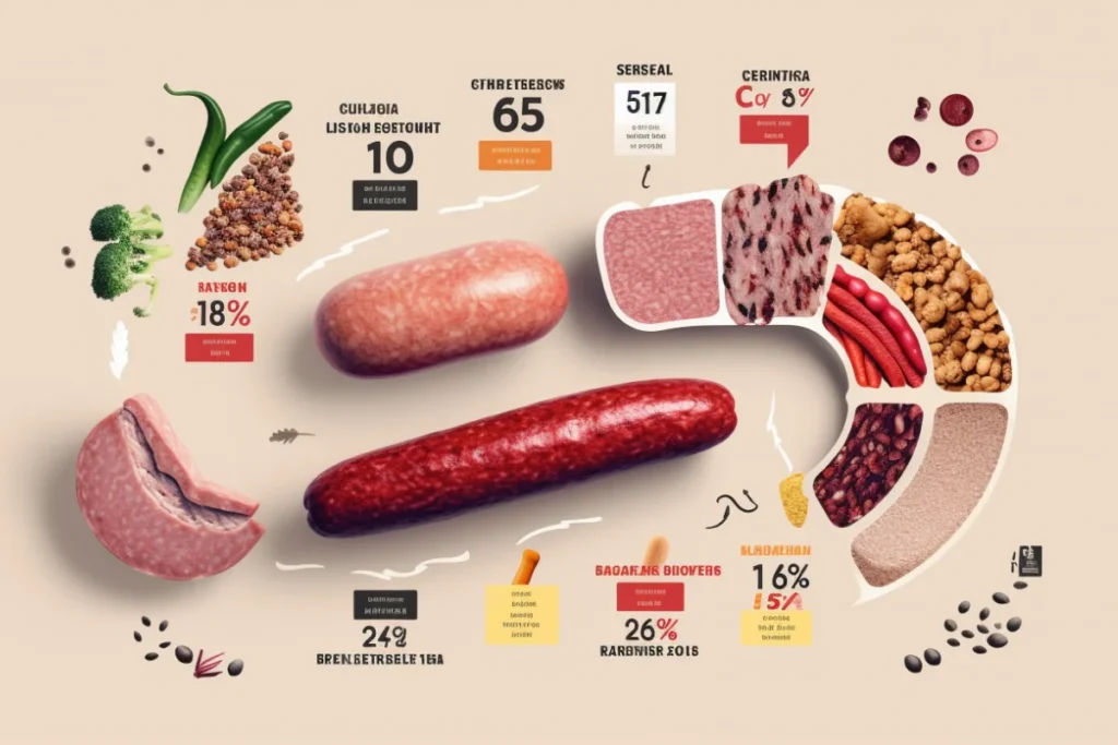 Infographic of turkey sausage nutrition highlighting protein, fat, and vitamin content.